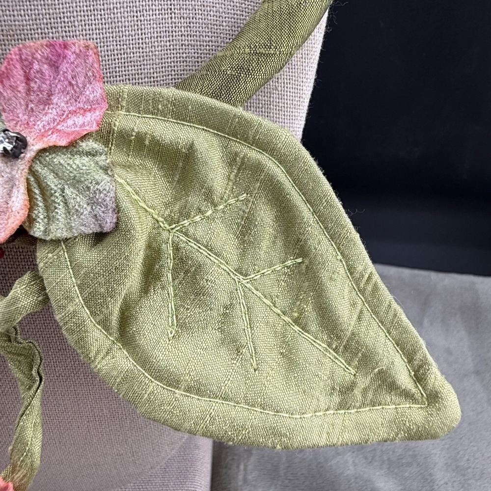Vintage Necklace‎ Flower Fabric Artisan Statement Spring 18" - Picture 8 of 9